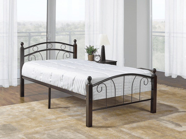 *SPECIAL PRICE* QFIF-128 | Black Metal and Dark Cherry Posts Bed