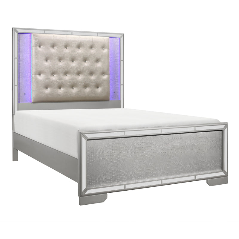 Aveline silver bedroom set with LED backlighting