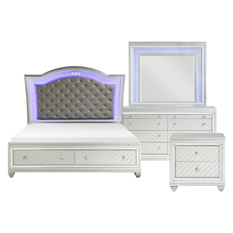 Leesa silver bedroom set with LED backlighting