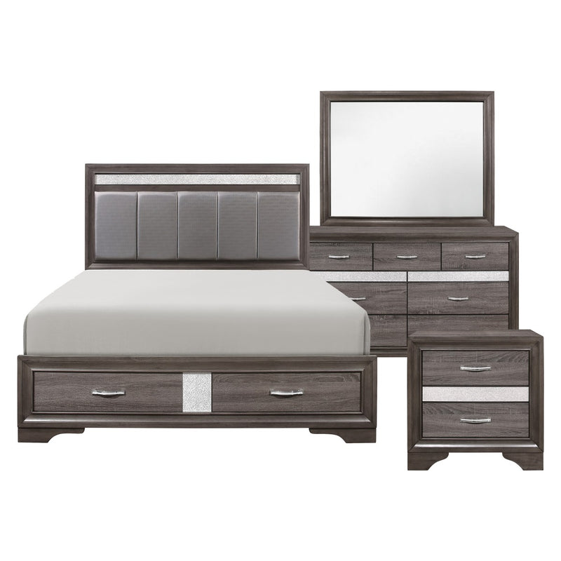 Luster 2-tone bedroom set with silver glitter accent