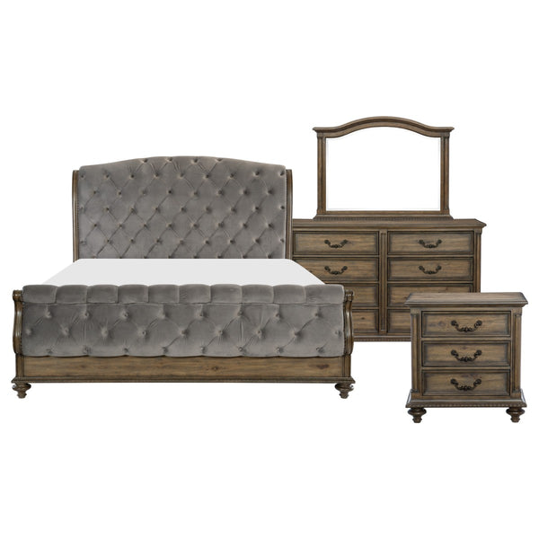 Rachelle gray velvet bedroom set