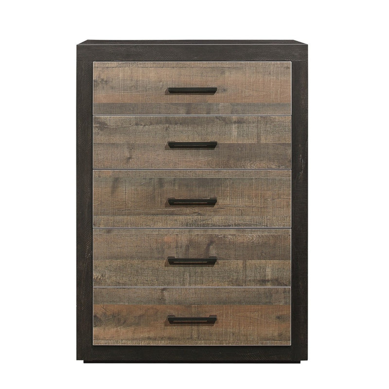 Miter 2-tone rustic mahogany dark ebony bedroom set