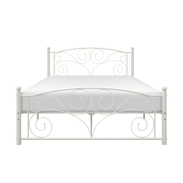 Pallina white metal frame platform bed