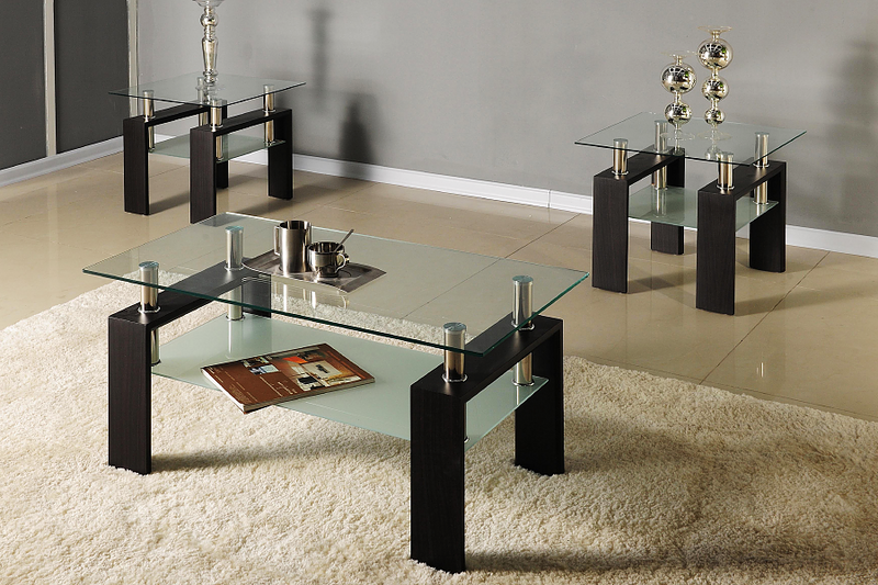 QFIF-2048 | Tempered Glass with Black Coffee Table Set