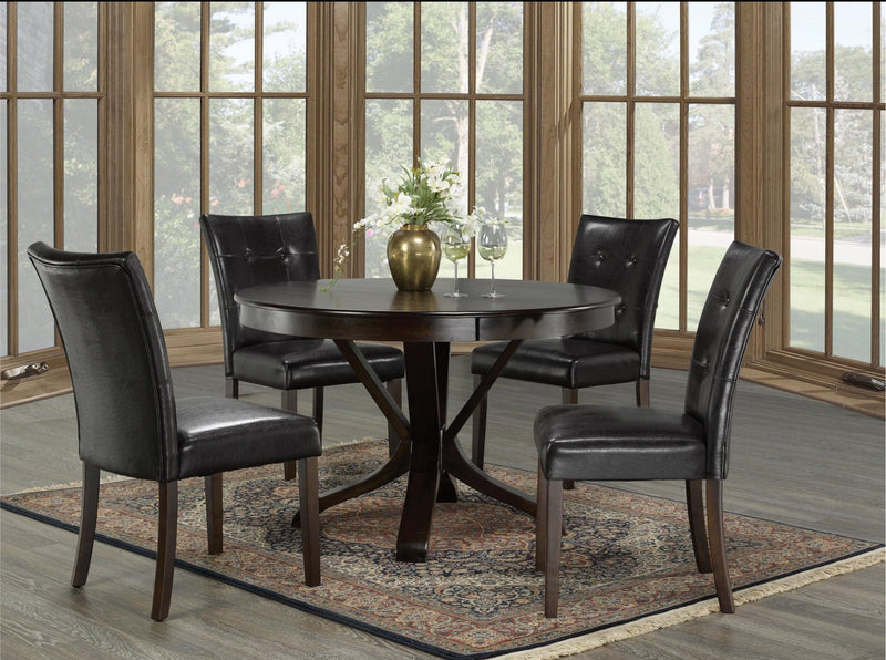 Mesa 5 pieces brown leather round dinette set