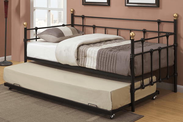 QFIF-311/316-T | Black Metal Frame with Bronze Trundle Bed