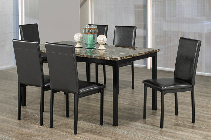 QFTT-T3201 | 7 Piece Faux Marble Top Dining Set