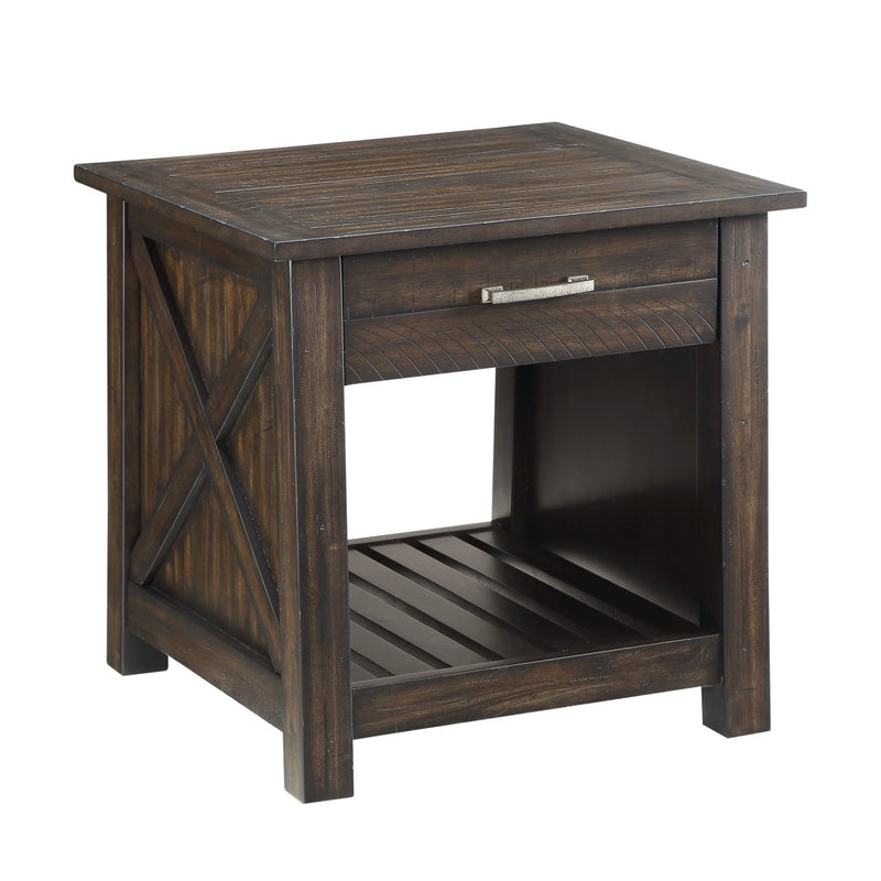 Traine dark brown lift top coffee table & end table