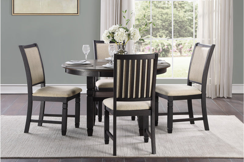 Asher 5 pieces 2-tone brown and black Dining Set