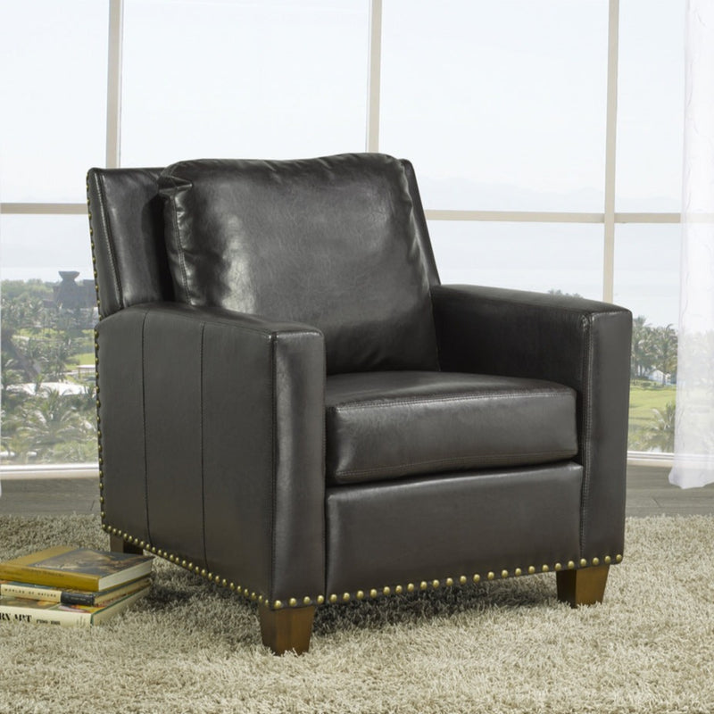 Barrington dark brown leather accent chair