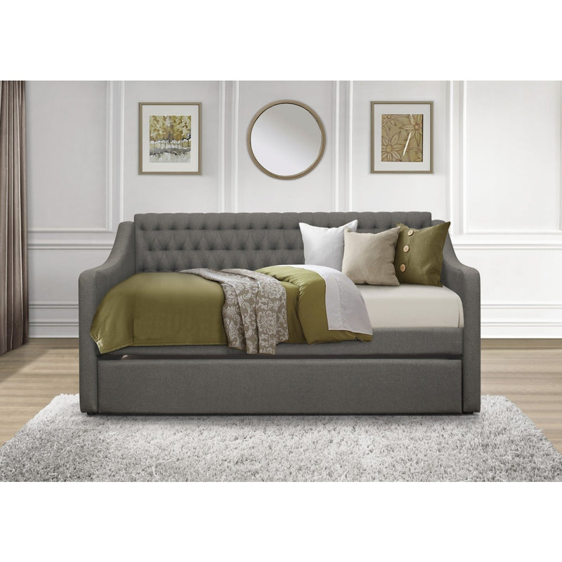 LaBelle dark gray button-tufted daybed with trundle