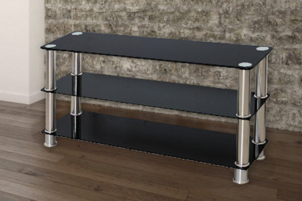 QFIF-5000 | Black with Chrome Legs TV Stand