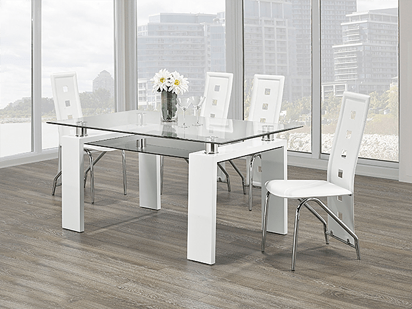 TST-1480 TSC-5072 | 63"L Tempered Glass with Bottom Glass Dining Set