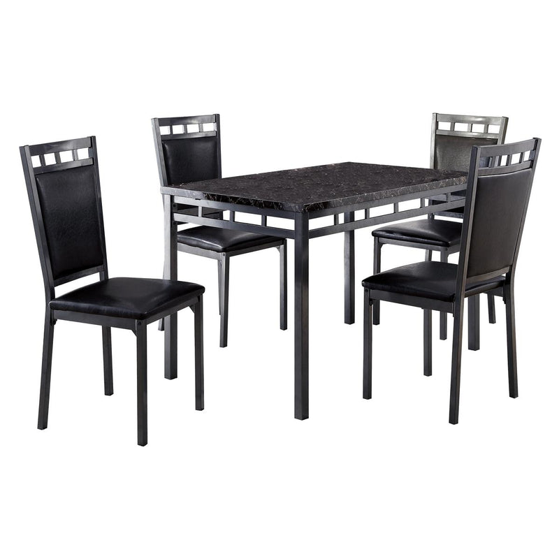Olney 5 pieces dark brown faux marble top dinette set