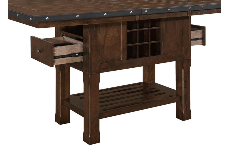 Schleiger dark brown counter-height with storage dining set