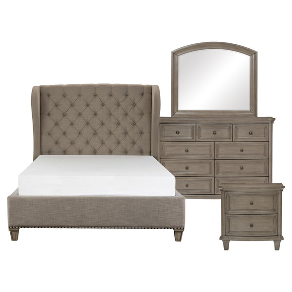 Vermillion gray button-tufted bedroom set