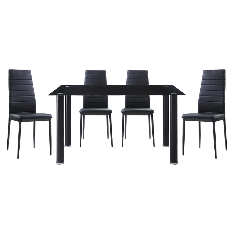 Florian 5 pieces and 7 pieces black/white glass top dining set