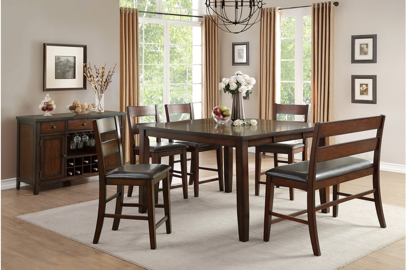 Mantello 6 pieces cherry brown counter-height dining set
