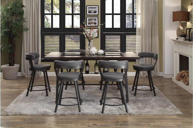 Appert 7 pieces 2-tone brown dark gray counter-height dining set set