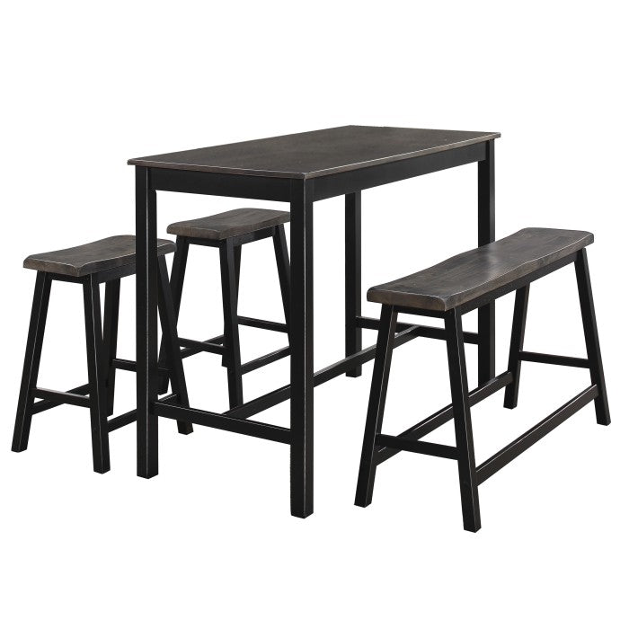 Visby 4 pieces 2-tone black and gray counter-height dining set
