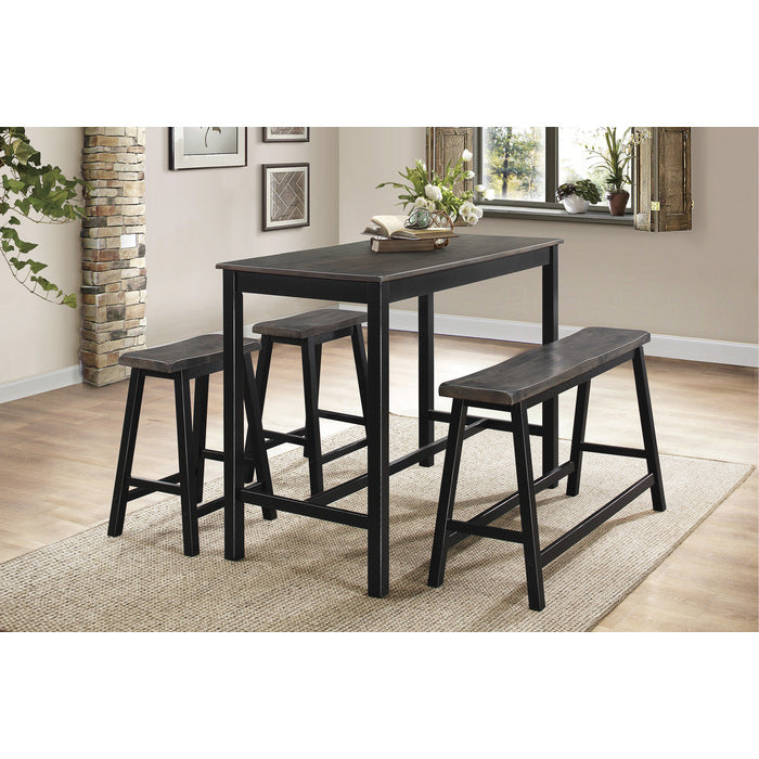 Visby 4 pieces 2-tone black and gray counter-height dining set