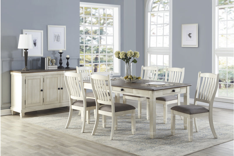 Granby 5 pieces, 6 pieces and 7 pieces white and antique gray Dining Set