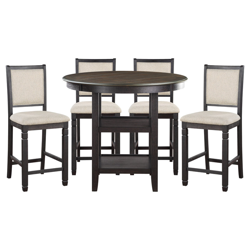Asher 5 pieces 2-tone brown and black Counter Height dining set