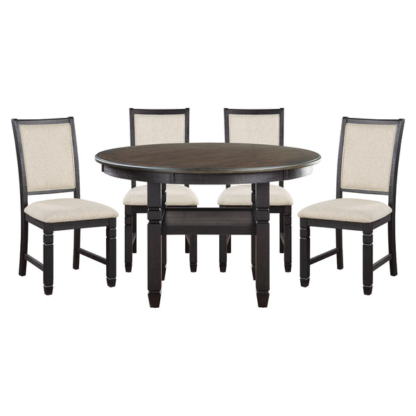 Asher 5 pieces 2-tone brown and black Dining Set
