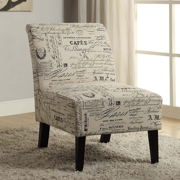 QFIF-6210 | Beige French Scrip Fabric Easy Chair