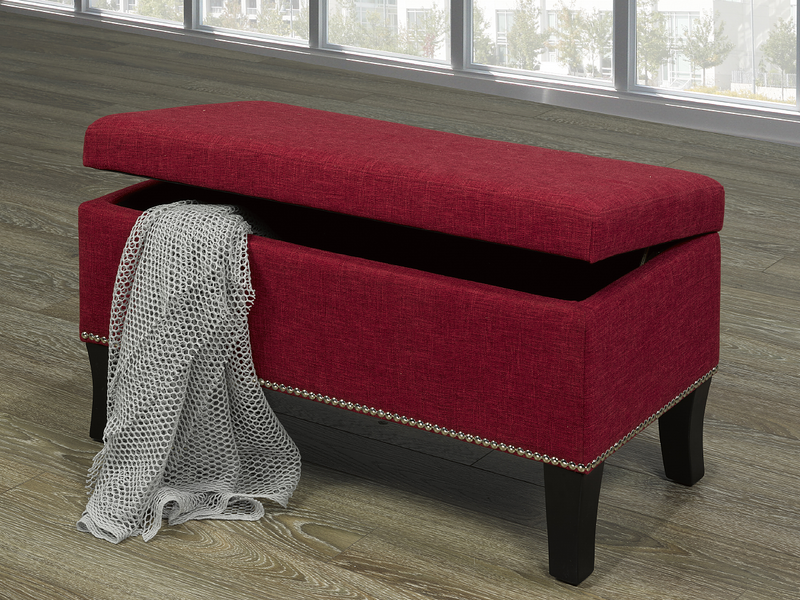 QFIF-6242 | Red with Decorative Nails Storage Bench