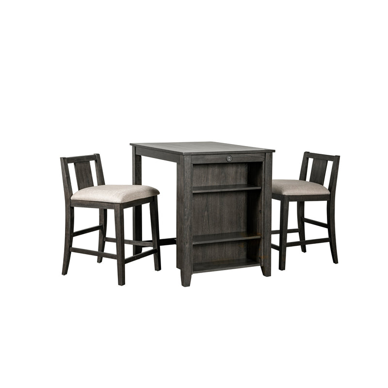 Daye II 3 pieces dark cherry brown and gray Counter Height dining Set