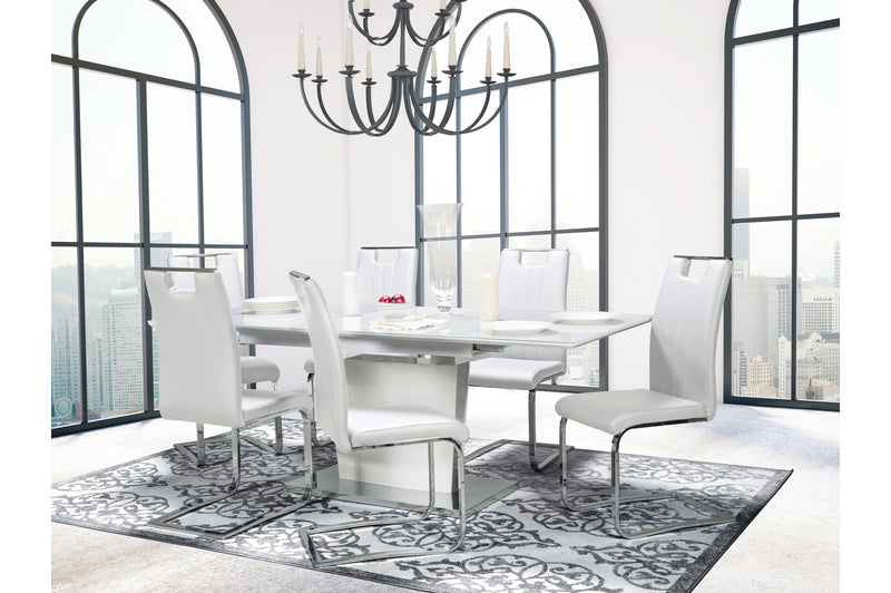 Cynthia 5 pieces and 7 pieces white faux marble Dining Set with extension