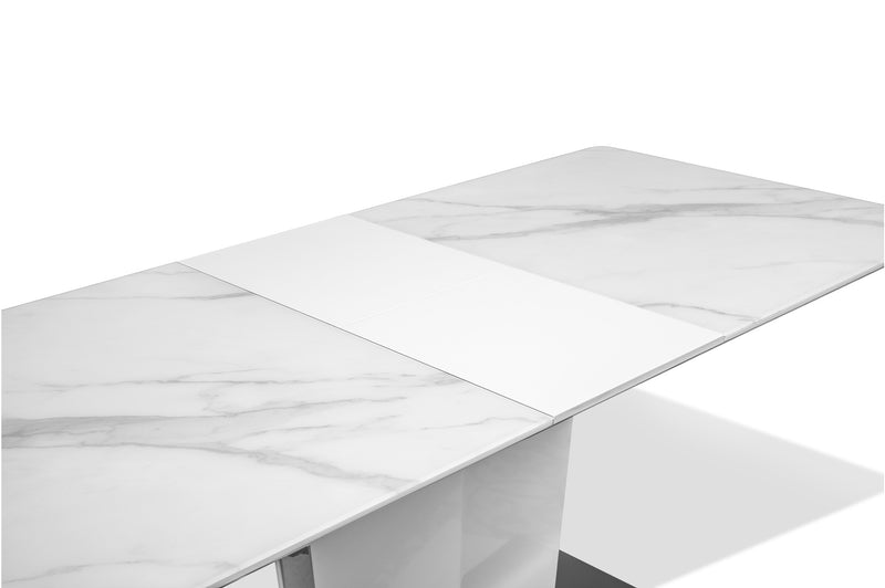 Cynthia 5 pieces and 7 pieces white faux marble Dining Set with extension