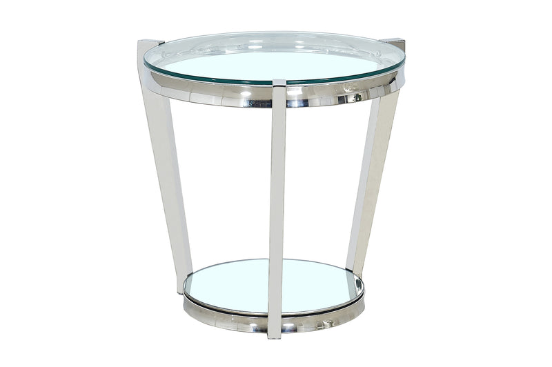 Paola round polished chrome coffee table & end table