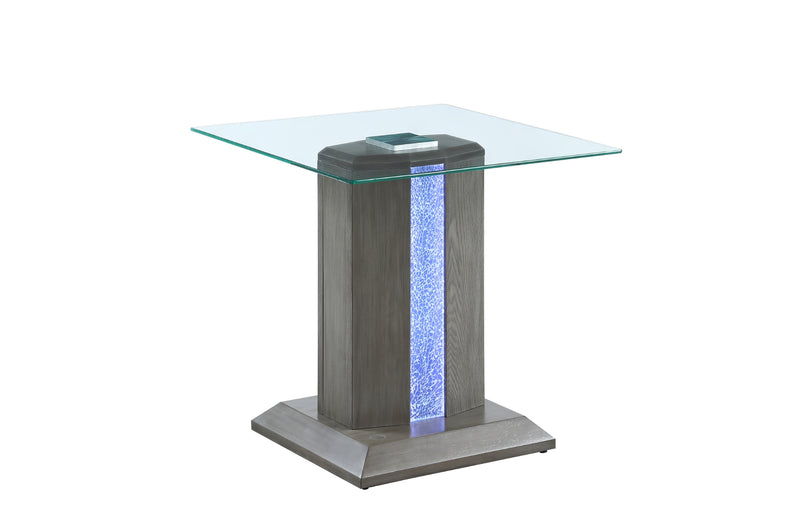 Spectra gray glass top coffee table, end table & sofa table with LED Base