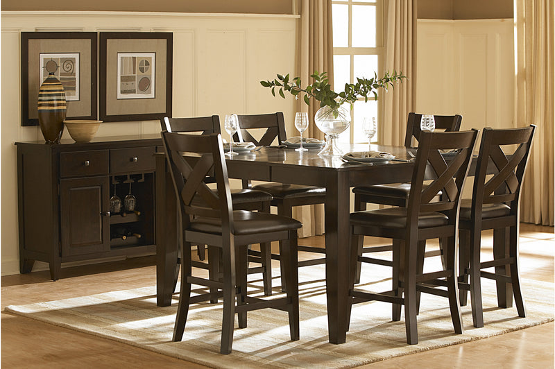 Crown Point 7 pieces brown counter-height dining set