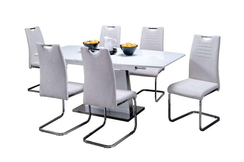 Normandy 7 pieces ultra-bright white dining set
