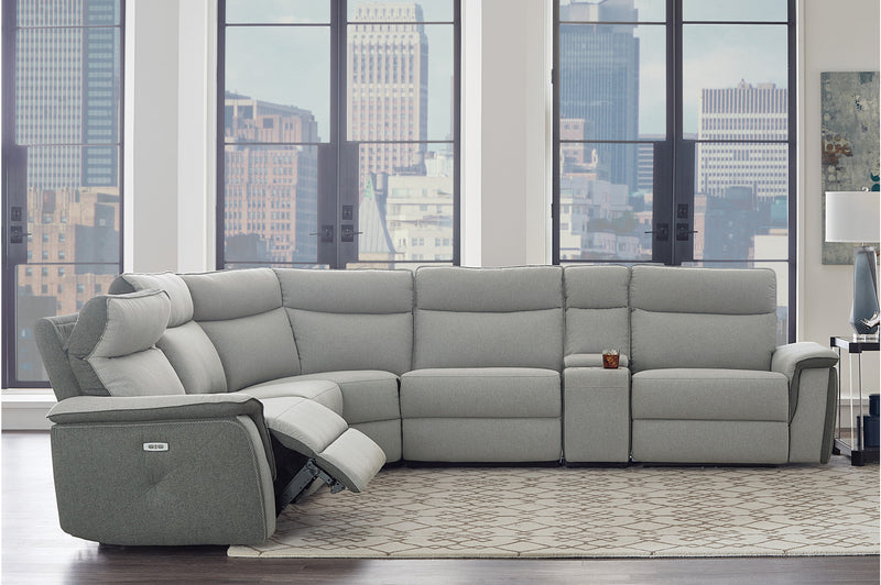 QFMZ-8259 | Grey 6pc Power Sectional Recliner