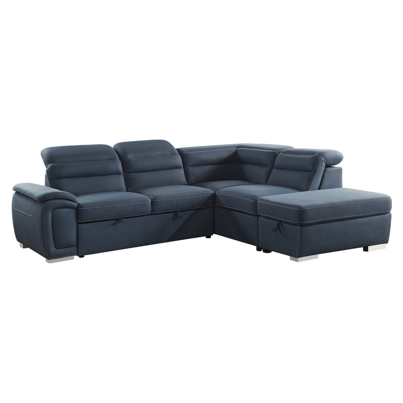QFMZ-8277NBUSS | Platina 3-Piece Sectional with Pull-out Bed and Storage Ottoman