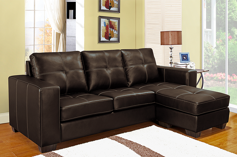 QFIF-9356 | Brown Bonded Leather Reversible Sofa Sectional