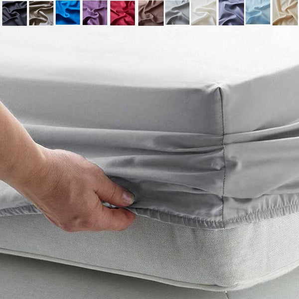 Fashion  Microfiber Solid Color Fitted Sheet for Mattress Fitted Bed Sheets Extra Deep 12'' (30cm) (Twin Full Queen King  US Siz