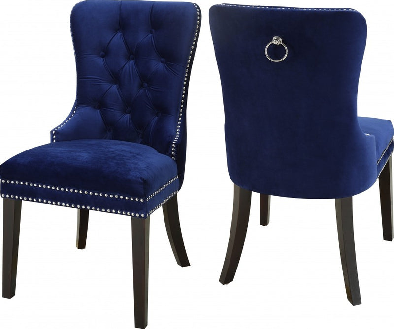 QFIF-1222 | Navy Blue Velvet with Nail Head Details Chair