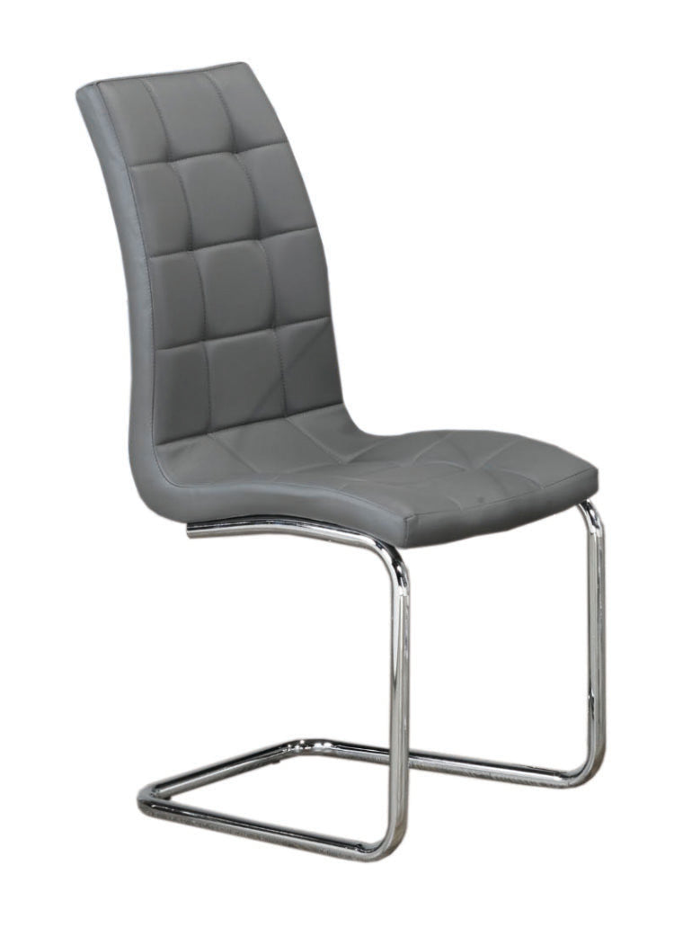 QFIF-1752 | Upholstered Grey With Chrome Legs Chair