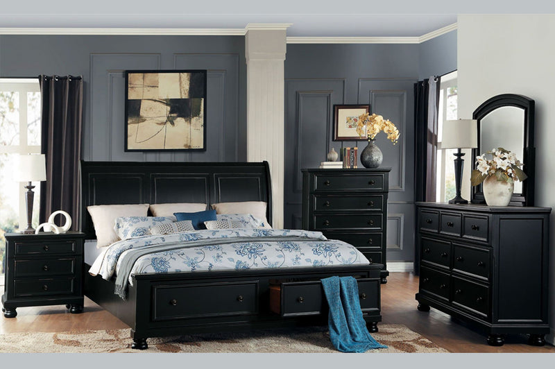 QFTT-Charley | Antique Black/White Finish Bedroom Set