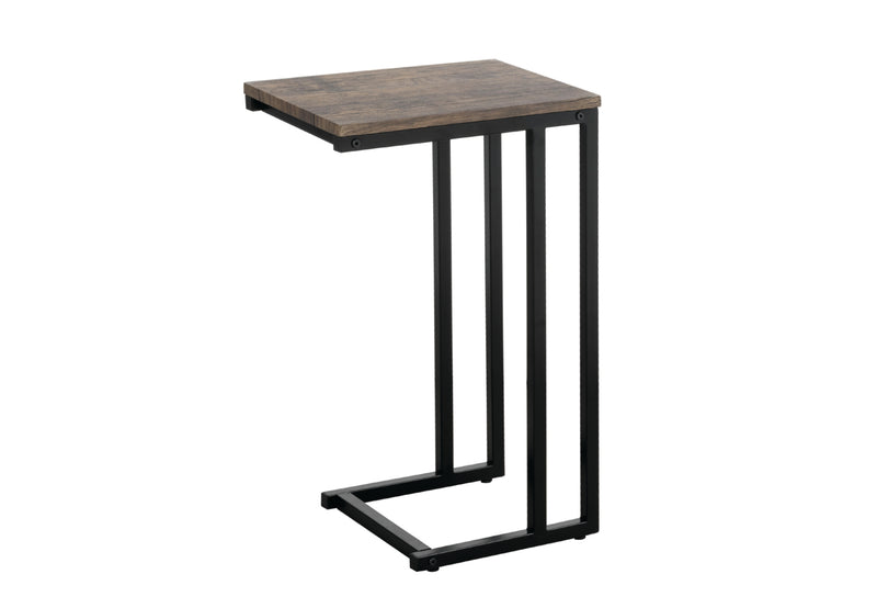 QFIF-082 | Black Metal Reclaimed Wood Look Top Side Table