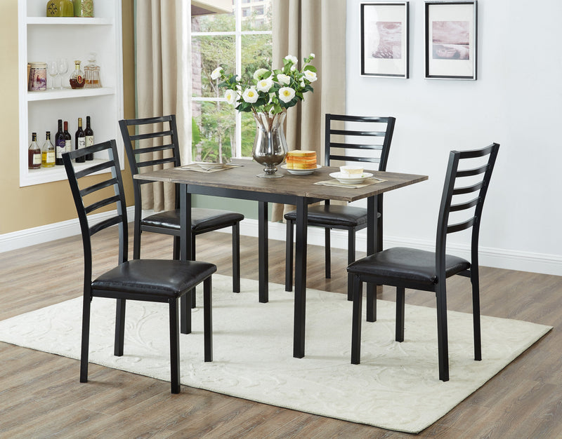 QFIF-1023 | Wooden Table and Metal Base Dining Set