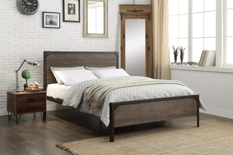 QFIF-5210 | Wood Panel Bed with Steel Frame