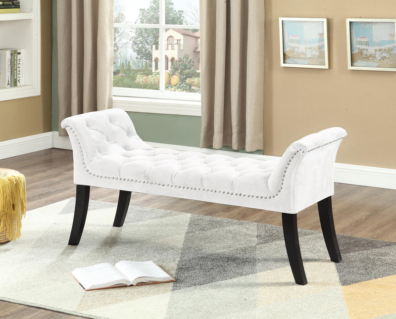 QFIF-6233 | Cream Velvet Bench with Deep Tufting