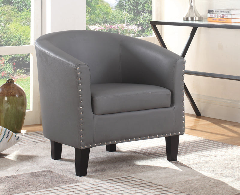QFIF-6800 | Grey PU With Nail Heads Easy Chair