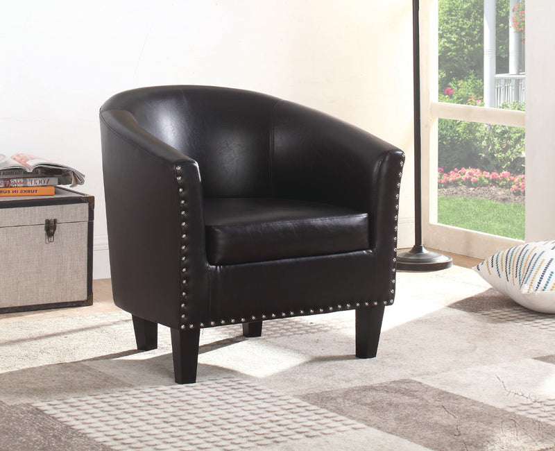 QFIF-6801 | Brown PU With Nail Heads Easy Chair